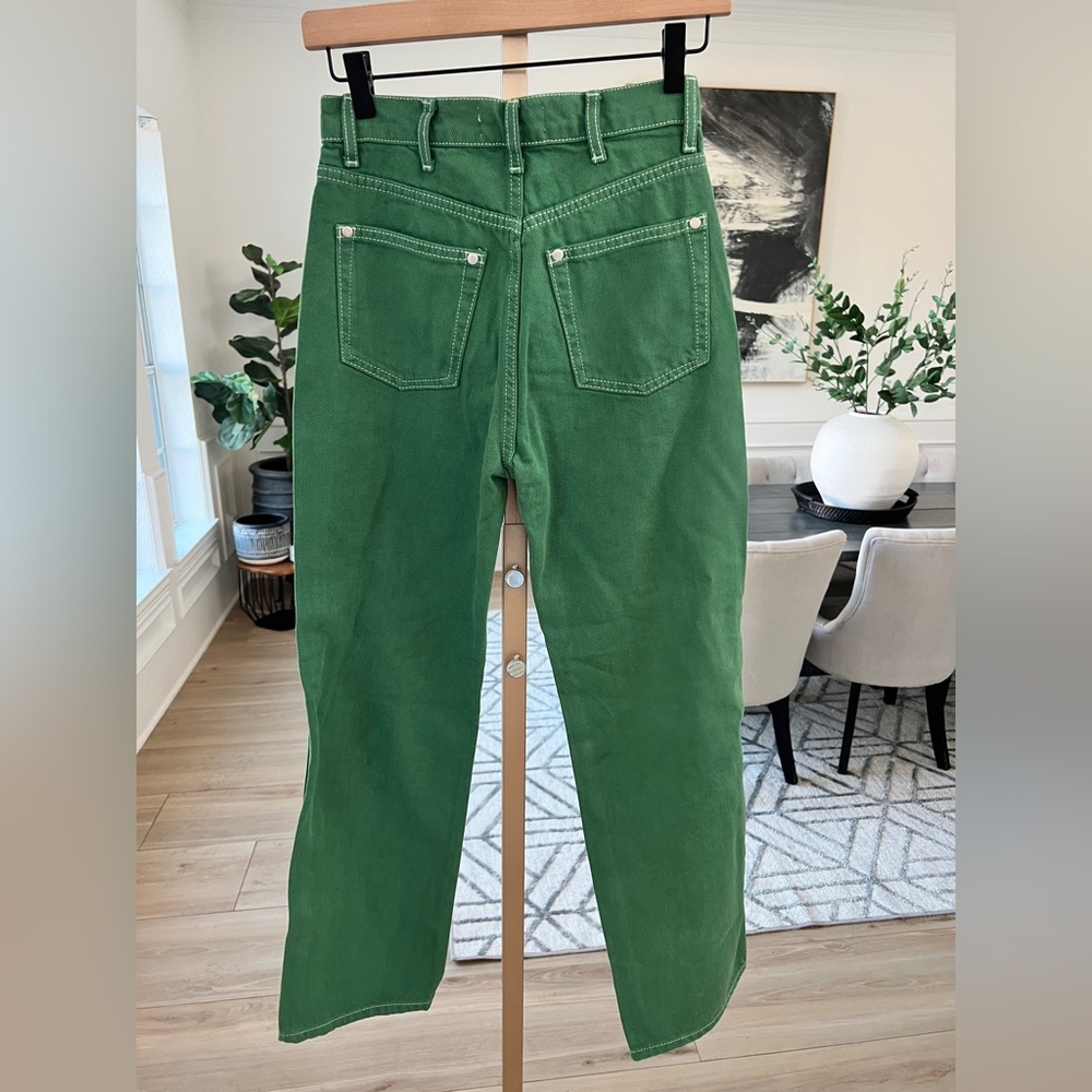 SOLD. Reformation Cowboy High Rise Straight Jeans Green Denim NWT Size 24 - Picture 6 of 9